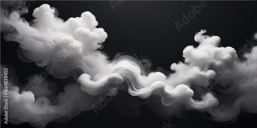 Dark smoke rising against a black background with cloud like textures in the atmosphere