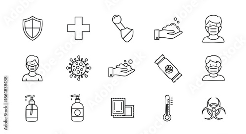 Essential preventative health measures and protective icons for disease transmission control protocol