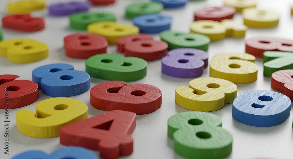 Naklejka premium Colorful Wooden Numbers for Kids Learning Education
