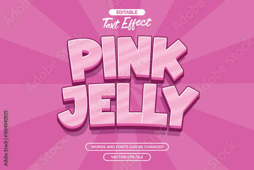 Pink jelly editable text effect with cartoon style