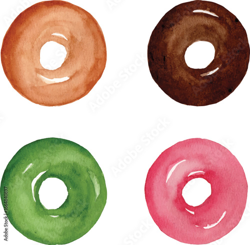 glazed doughnut watercolor