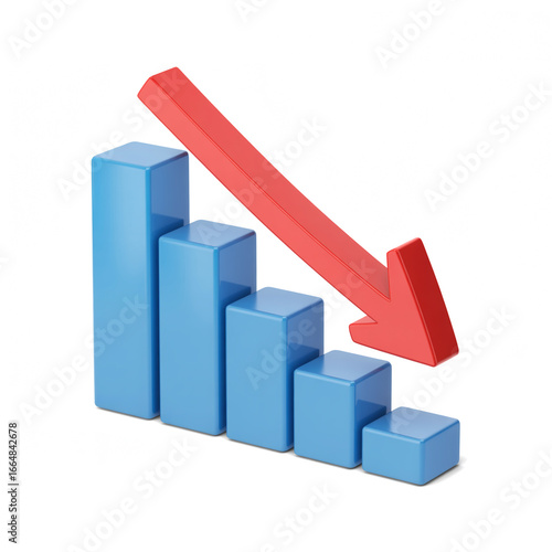 Financial decline conceptual 3d bar chart with downward red arrow illustrating recession business trend Free Download Financial decline conceptual 3d bar chart with downward red arrow illustrating recession business trend - GFXLoad