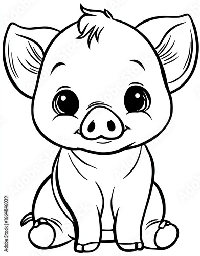 Cute pig coloring page (1)