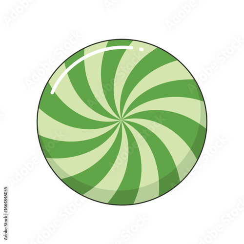 Green Swirl Candy Illustration A Sweet Treat with a Minty Fresh Design Element