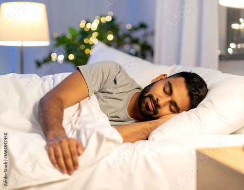 Man sleeping peacefully in bed at night (2)