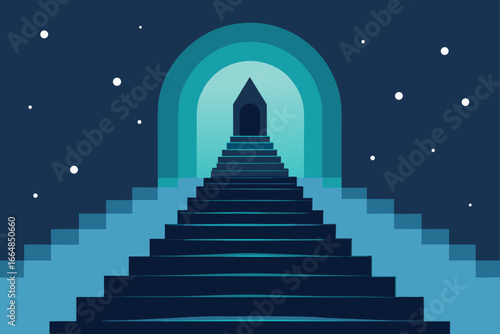 Luminous Staircase Leading to Starlit Palace