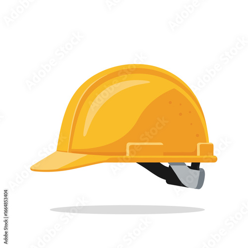 Isolated vector illustration of a yellow construction helmet, symbolizing safety and protection in industrial environments, presented against a clean white backdrop.