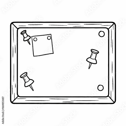 Simple Black and White Bulletin Board with Pins