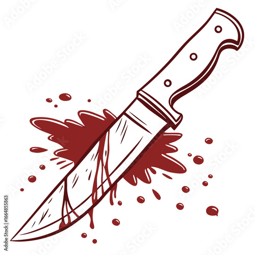 A chilling illustration of a knife dripping with blood, symbolizing violence, crime, and the potential for danger