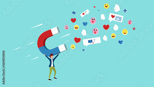 attraction marketing, strategy to result in making more sales, increasing interaction in digital marketing strategies, business people carry large magnets to generate high content engagement