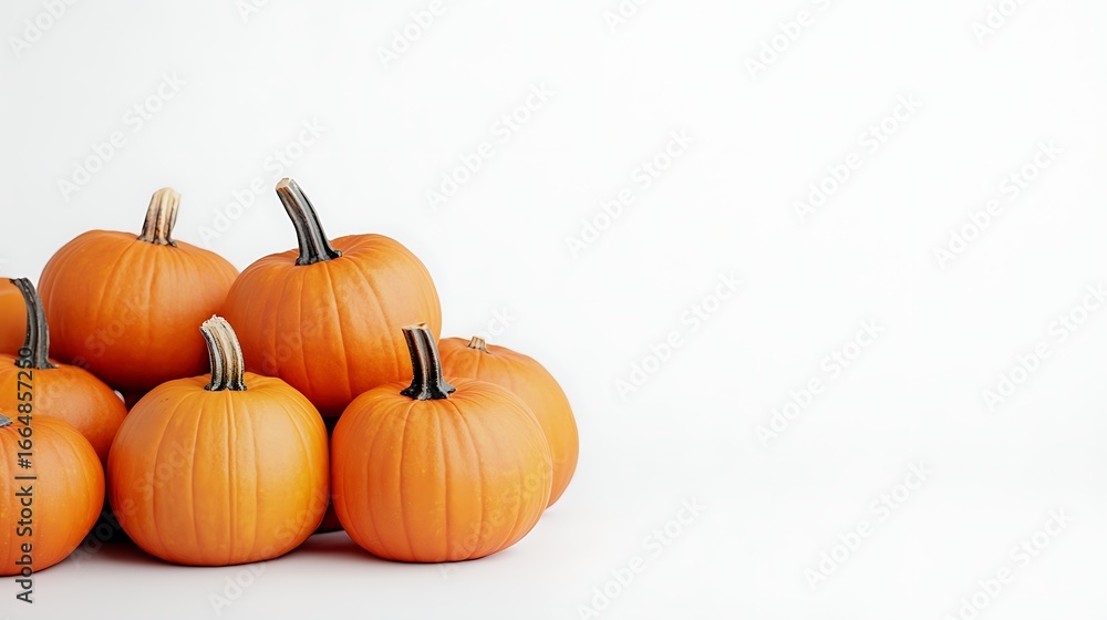 Obraz premium Group of halloween pumpkins on plain white background