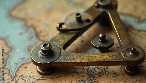 Brass Charting Tool on Topographic Map
