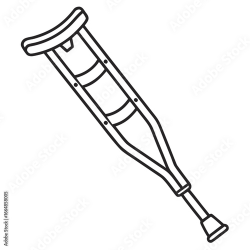 Illustration of a single crutch, a medical device used for support and mobility aid