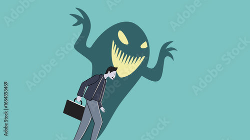 business fraud, deceive or hide the truth, business trap with the lure of success, fraud investment offers, businessmen who offer fake business or investments with the monster shadow