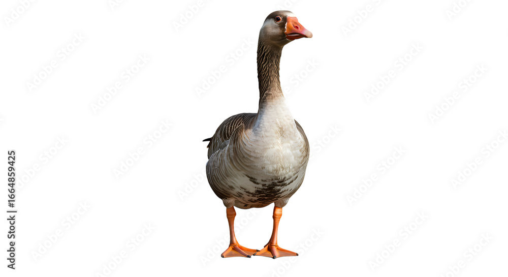 Obraz premium Domestic Goose Grey Goose Bird Poultry Farm Animal Isolated on Black Background Studio Shot isolated on transparent background