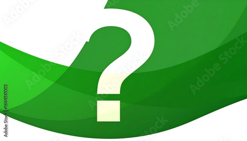 Abstract green wave design with a central white question mark