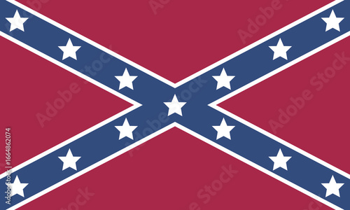 Historical battle flag of Confederate States of America vector illustration isolated. US Civil War.