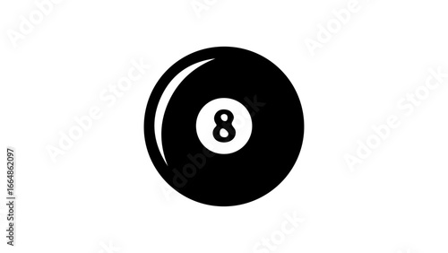 Classic Black Eight Ball with Number Eight on a Clean White Background