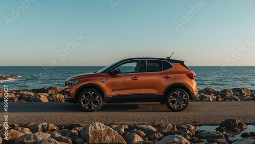 Orange SUV by the Sea