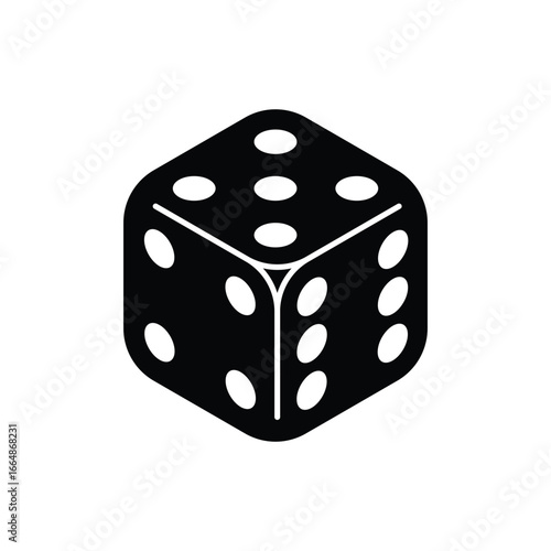 Dice cube icon. Six sided dice symbol isolated on white background. Vector illustration.