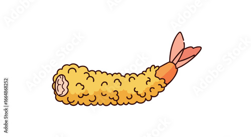 Cute cartoon shrimp with detailed features and vibrant colors on a plain background emphasizing playful aquatic elements
