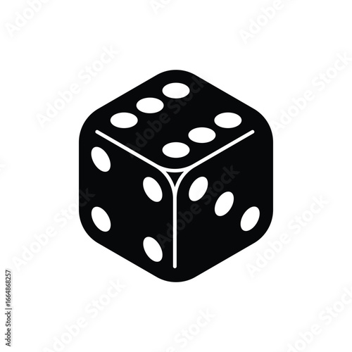 Dice cube icon. Six sided dice symbol isolated on white background. Vector illustration.