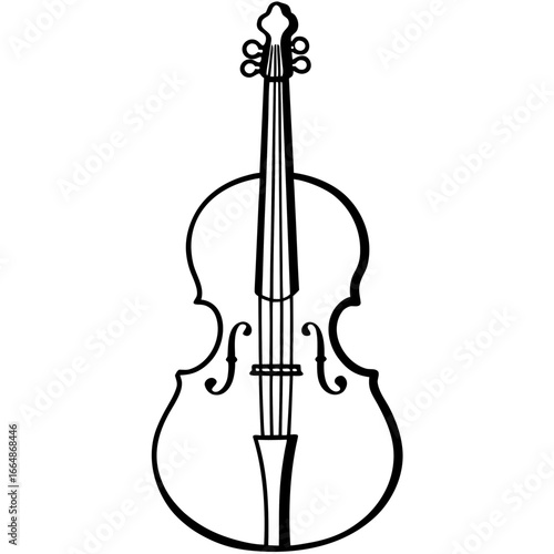 Vintage Cello Line Art Illustration