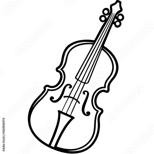 Vintage Cello Line Art Illustration