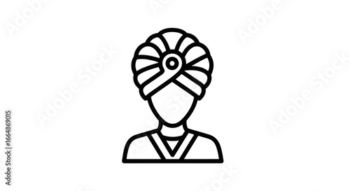 Vector art of simple line art icon of a man wearing a turban