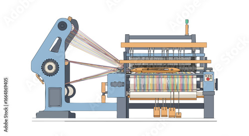 Innovative textile manufacturing machine with multiple color threads utilized for fabric printing and pattern creation in industrial textile