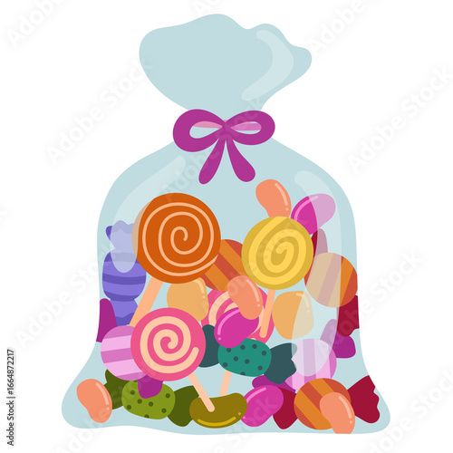 Colorful Candy Bag Clipart PNG Transparent Sweet Snack Illustration
