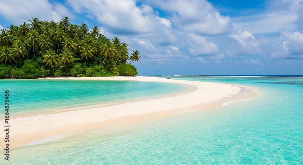 Fototapeta premium Idyllic Tropical Paradise Beach with White Sand and Turquoise Ocean.