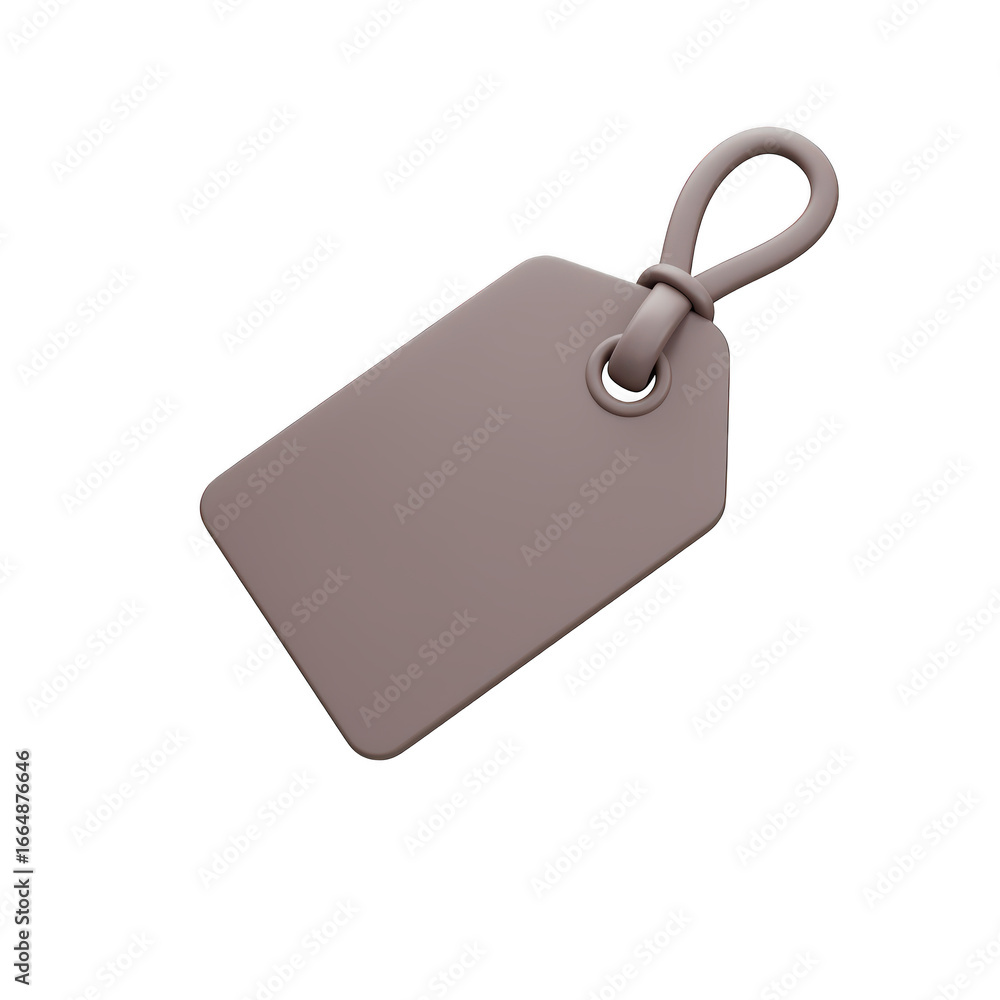 Fototapeta premium Blank beige leather luggage tag with loop isolated on transparent background
