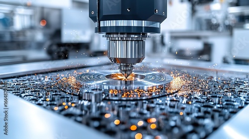 Close - up of CNC Milling Machine in Operation with Spark Emission