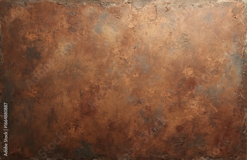 Dark brown canvas with textured surface, small dots or lines, divided into two sections. Top half is darker, bottom half is lighter. Gray background creates contrast.