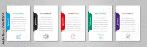 Business process infographic strategy -  5 steps timeline data visualization with icon - Numbering process of vector illustration - Gradient shape modern infographic design for corporate