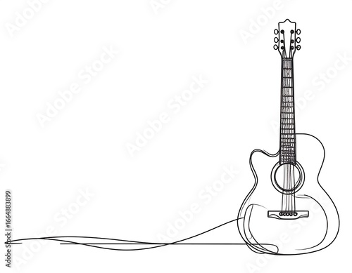 Single-line drawing of an acoustic guitar