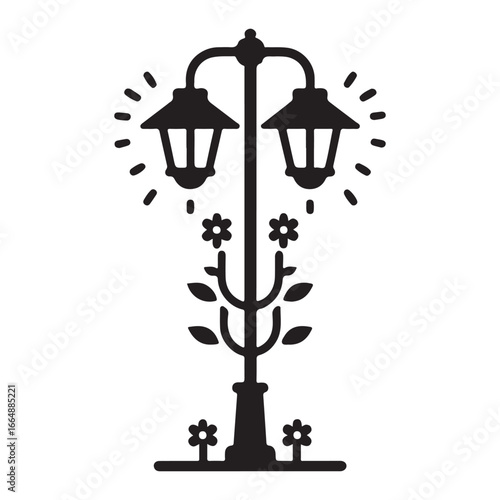 Vintage Street Lamp Post Vector Icon