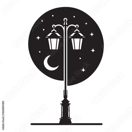 Vintage Street Lamp Post Vector Icon