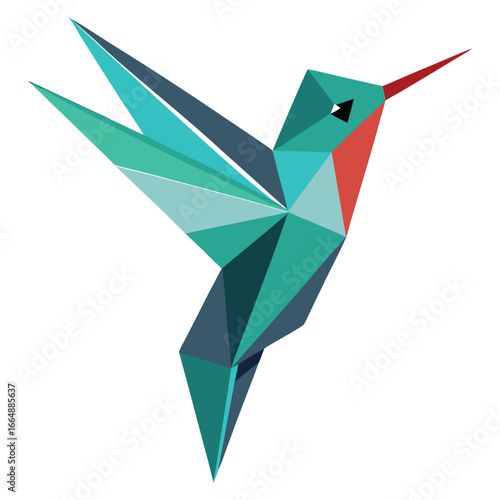 Vector art of geometric origami hummingbird flying