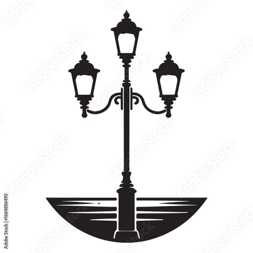 Vintage Street Lamp Post Vector Icon