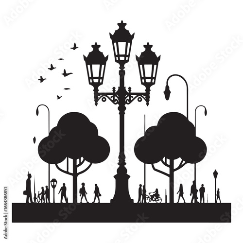 Vintage Street Lamp Post Vector Icon