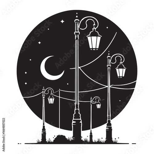 Vintage Street Lamp Post Vector Icon