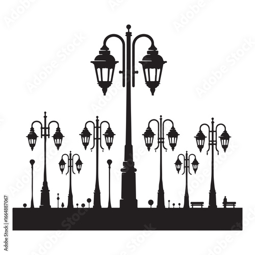 Vintage Street Lamp Post Vector Icon