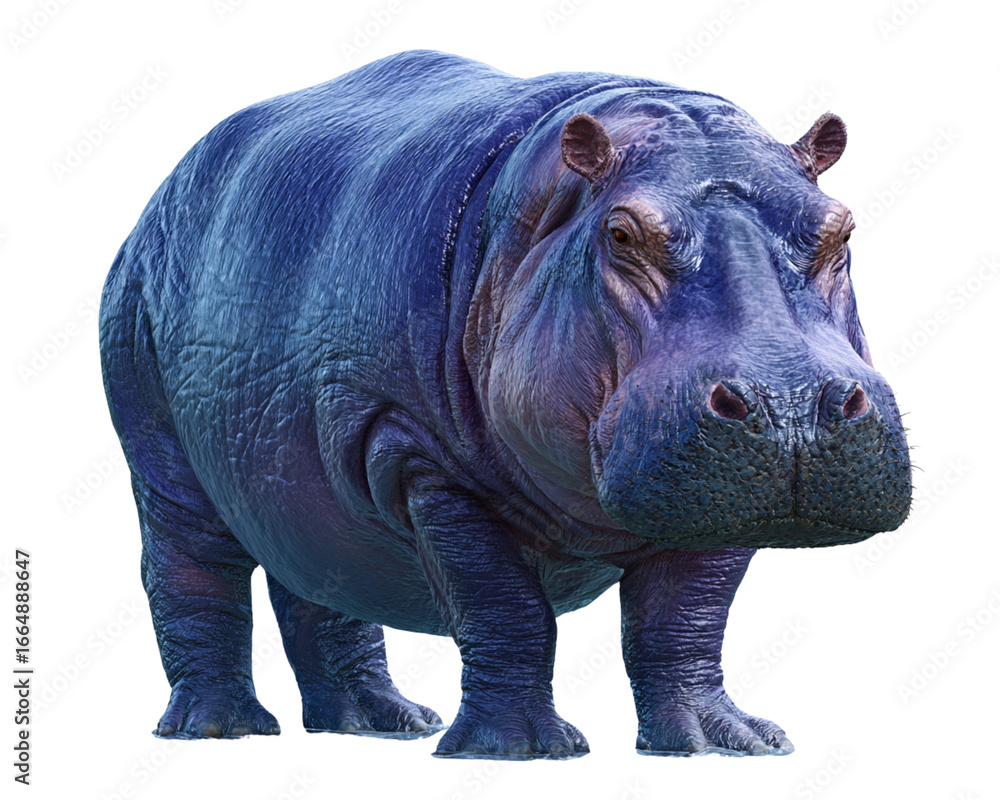 Fototapeta premium Hippopotamus standing in water pose isolated PNG