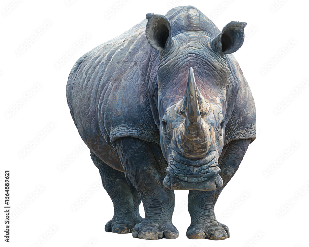 Obraz premium Rhinoceros frontal view isolated white background