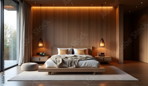 Modern Bedroom Interior with Luxury Bed