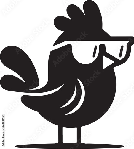 Cool Chicken with Sunglasses Vector Icon