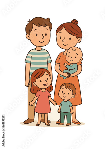 Illustration d'une famille avec 3 enfants