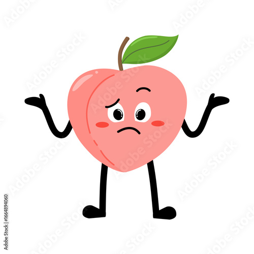Cute Hand Drawn Peach Shrug Don't Know